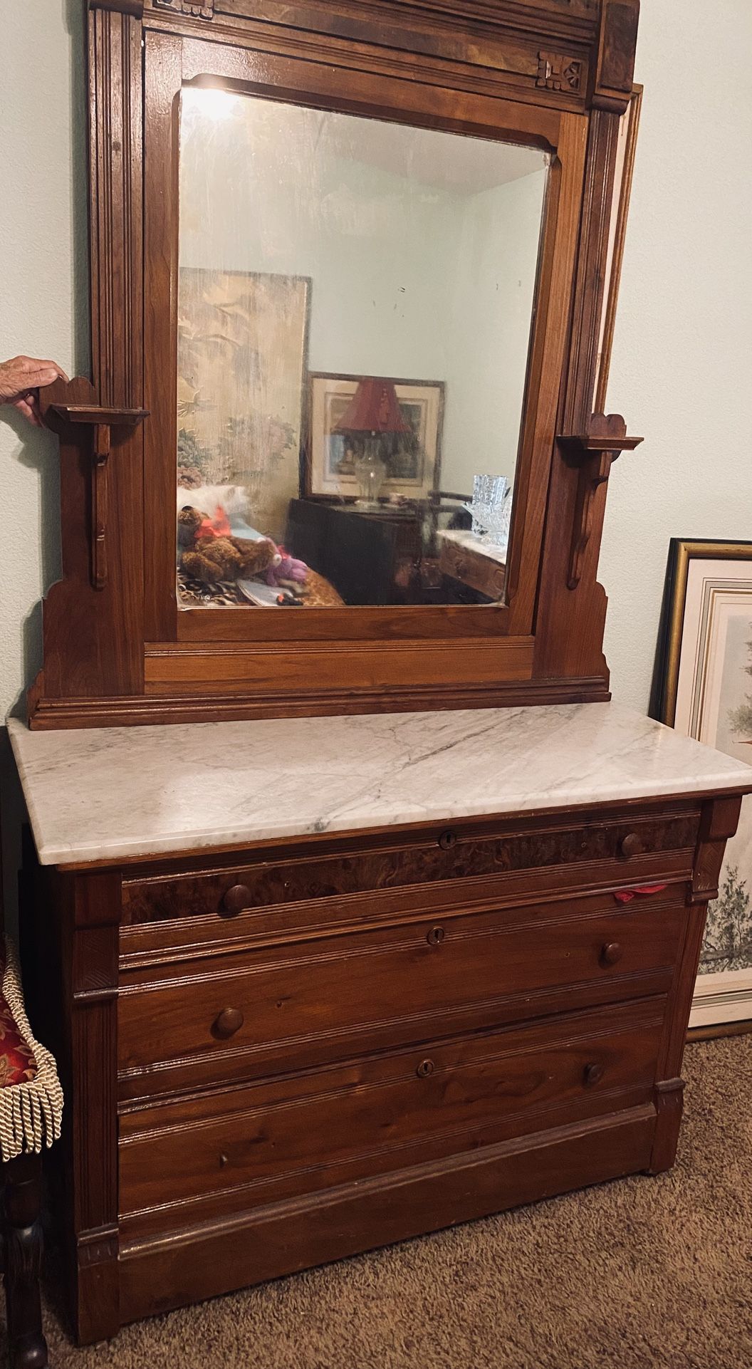 victorian dresser w mirror Good Behavior chic distressed finish in a soothing blue color palette Antique English painted dresser