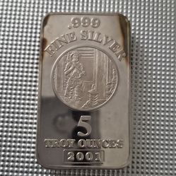 5oz 999 Silver Bar NMI 2001 Nevada Metallurgical Inc
