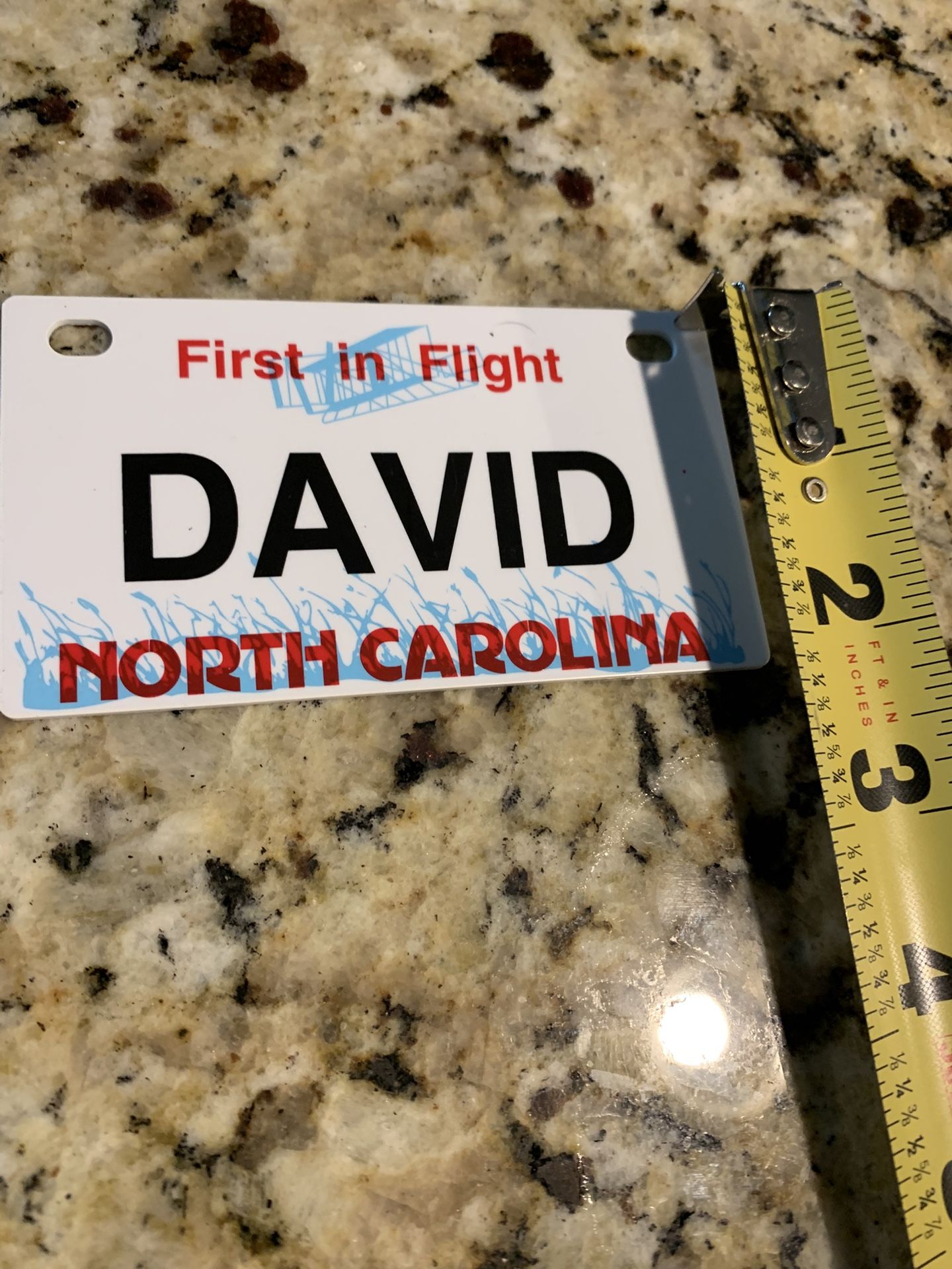 New Plastic NC Nameplate W/ Name David In Bold Black Lettering