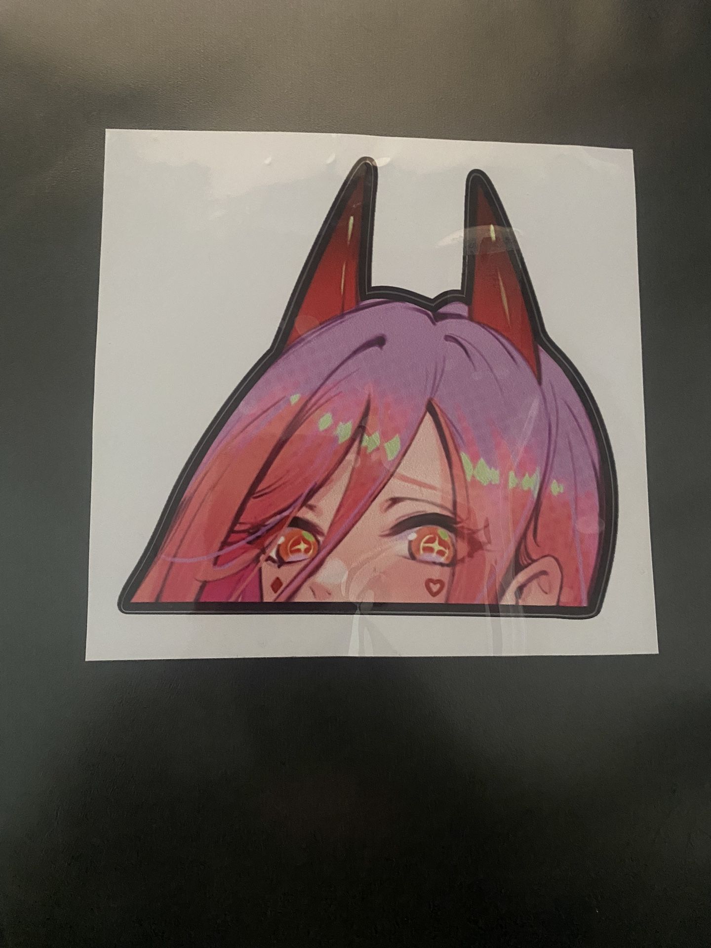 Pink Haired Power Chainsaw Man Car Decal Peeker Sticker 