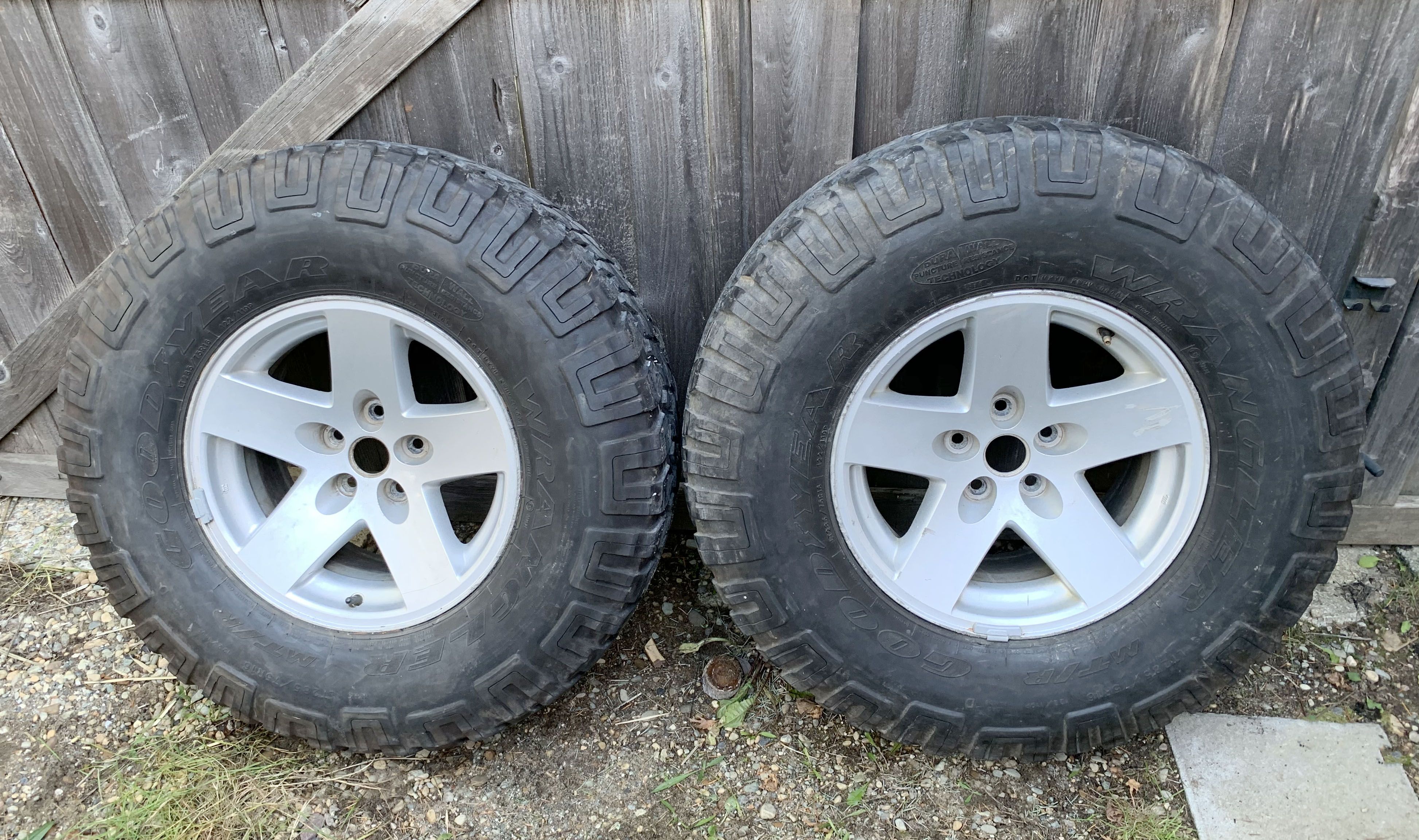 Pair of 5x4.5 16" Jeep Wrangler Rubicon wheels with tires