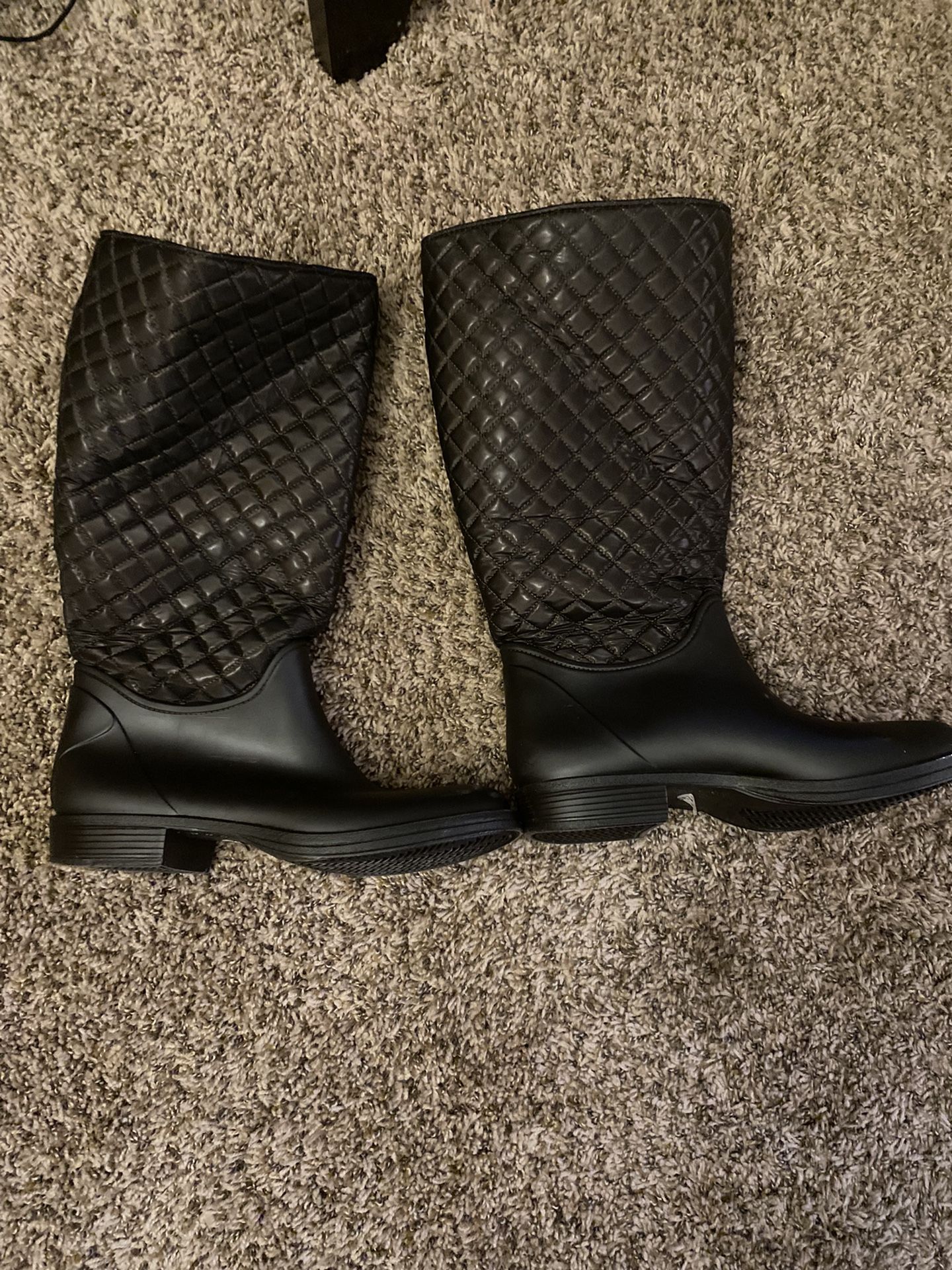 New Boots Size 11 Wide Rain Boots & Peep Toe Fringe Knee High Boots