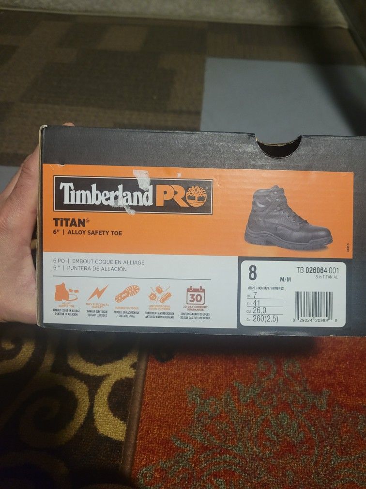 BRAND NEW TIMBERLAND PRO TITAN STEEL TOE BOOTS SIZE 8