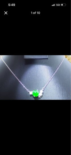 Elegant Certificate Jadeite Jade Sterling silver 925 Icy Green wealth Cabochon pendant