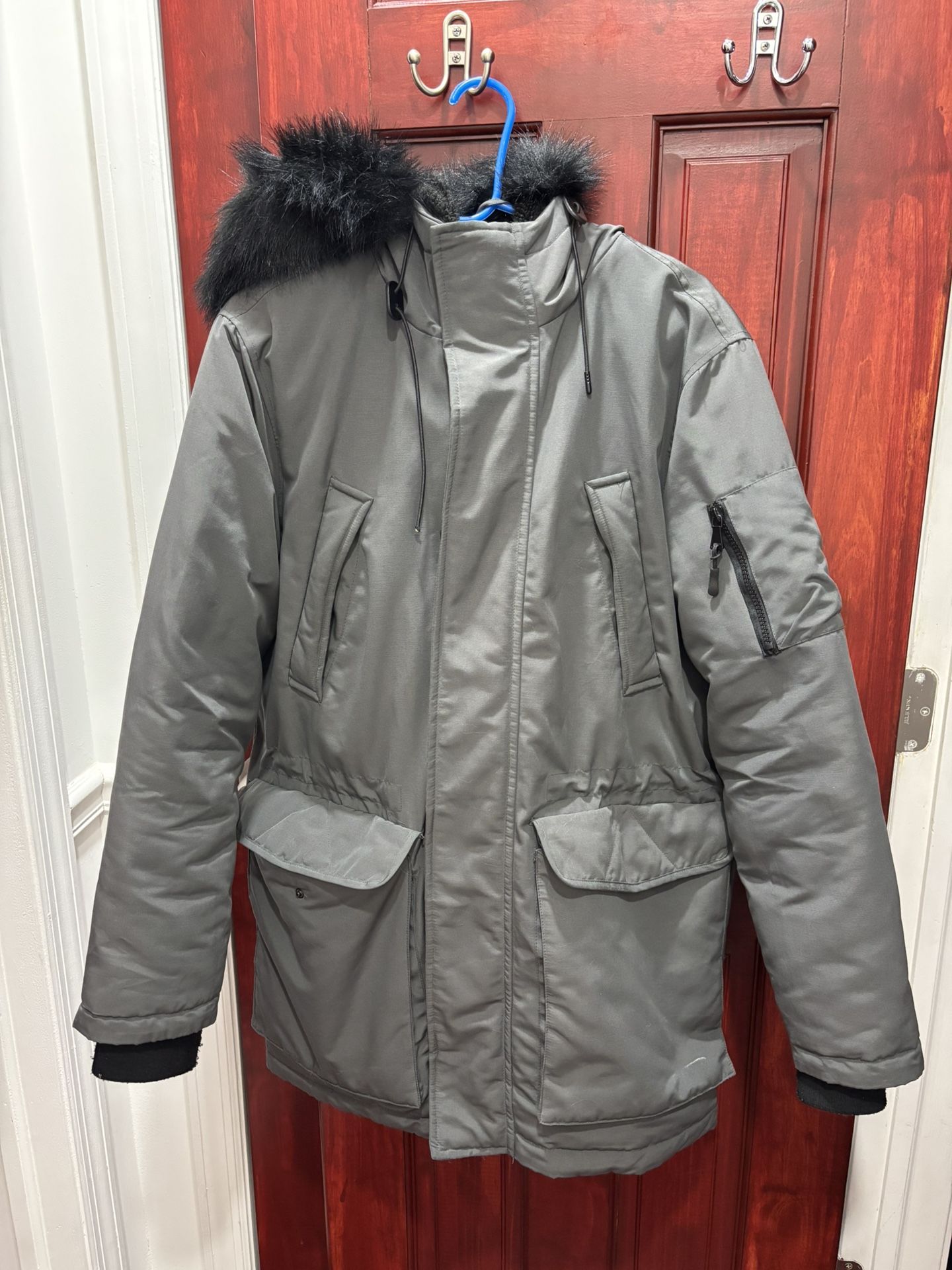 Sean John Winter Parka Down Coat Jacket Gray Grey Fur Hood