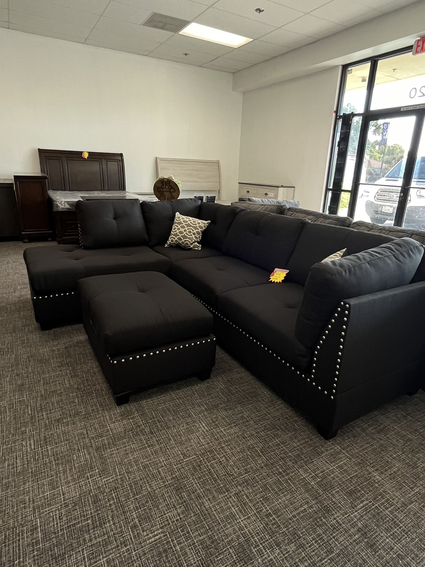 Black Sofa Sectional Couch 