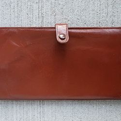 Vintage Genuine Cowhide Leather Travel Organizer Checkbook Wallet G.S. Made in Germany
