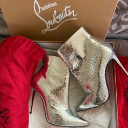 Christian Louboutin, high heeled boots, Silver, 36,5(6,5)