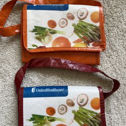 2 Lunch Bags - Hot/ Cold - 8” L X 6” W X 5” H - Zipper Closure