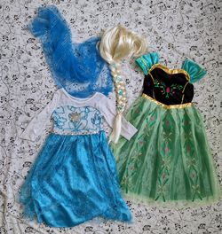 Frozen Elsa & Anna Girls Halloween Costume Dress Set