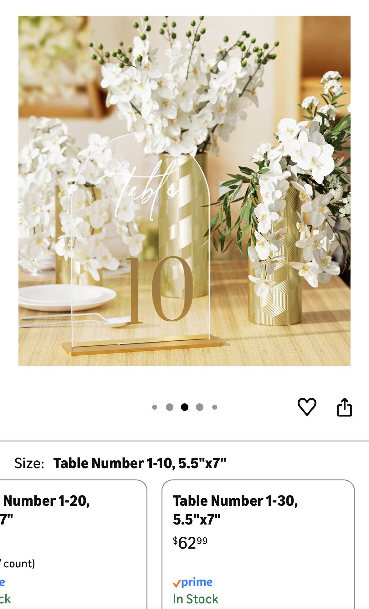 Party Wedding Table Numbers 1-30