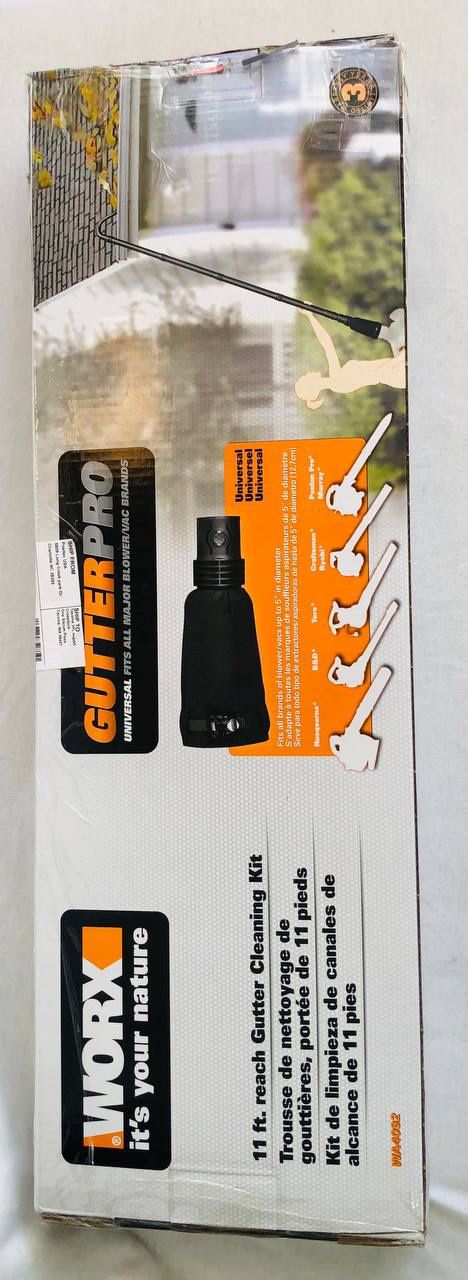 Worx WA4092 Gutter Pro Gutter Cleaning Kit 11 FT (FITS ALL MAJOR outlet BLOWERS)