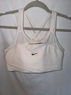 Women’s Nike Sports Bra, Medium, Striped, Cross back, Padded, White