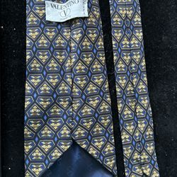 Valentino dress suit tie yellow blue abstract accessories necktie neck piece y2k