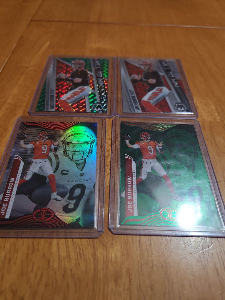 Joe Burrow Green Parallel An Base Illusions, And Will To Win Green ,silver Prizm 
