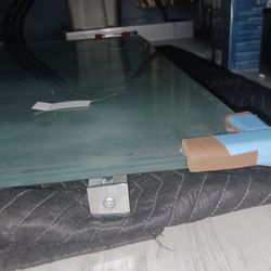 Dining Room Table With 6 Leather Chairs. Very Heavy And In Good Condition. 