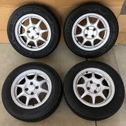 Civic Wheels Rims Honda HX 14" OEM Factory Original made by Enkei Wheels Rims CRX EF EG EK VX DA DC  Rare! Hard to find! Comes with center caps! 