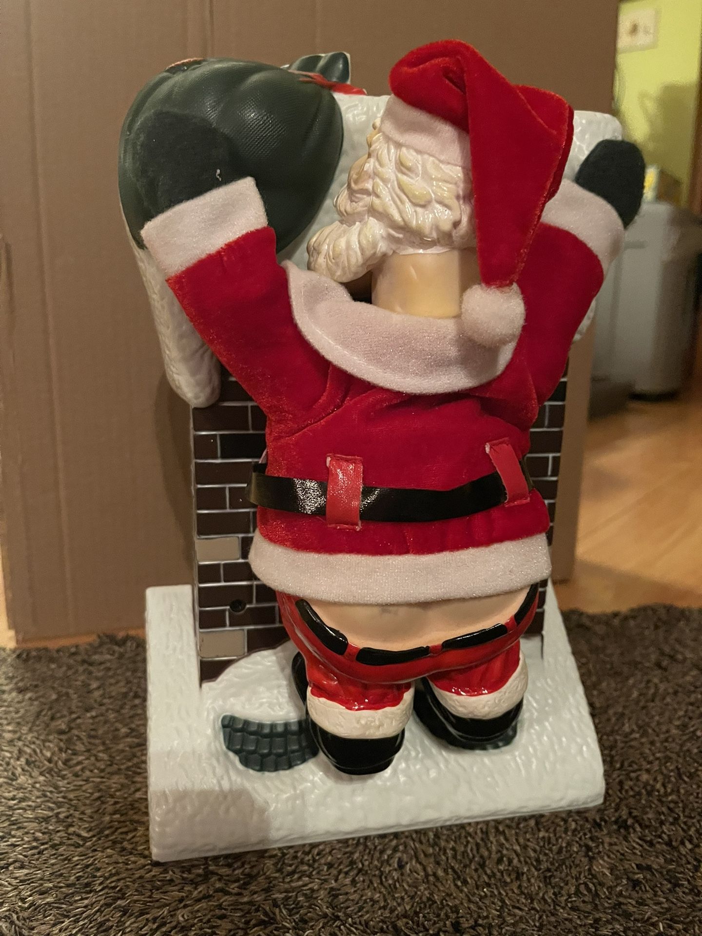 Christmas Decor Vintage Santa Climbing Chimney