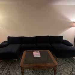 Oversized Navy Blue Couch