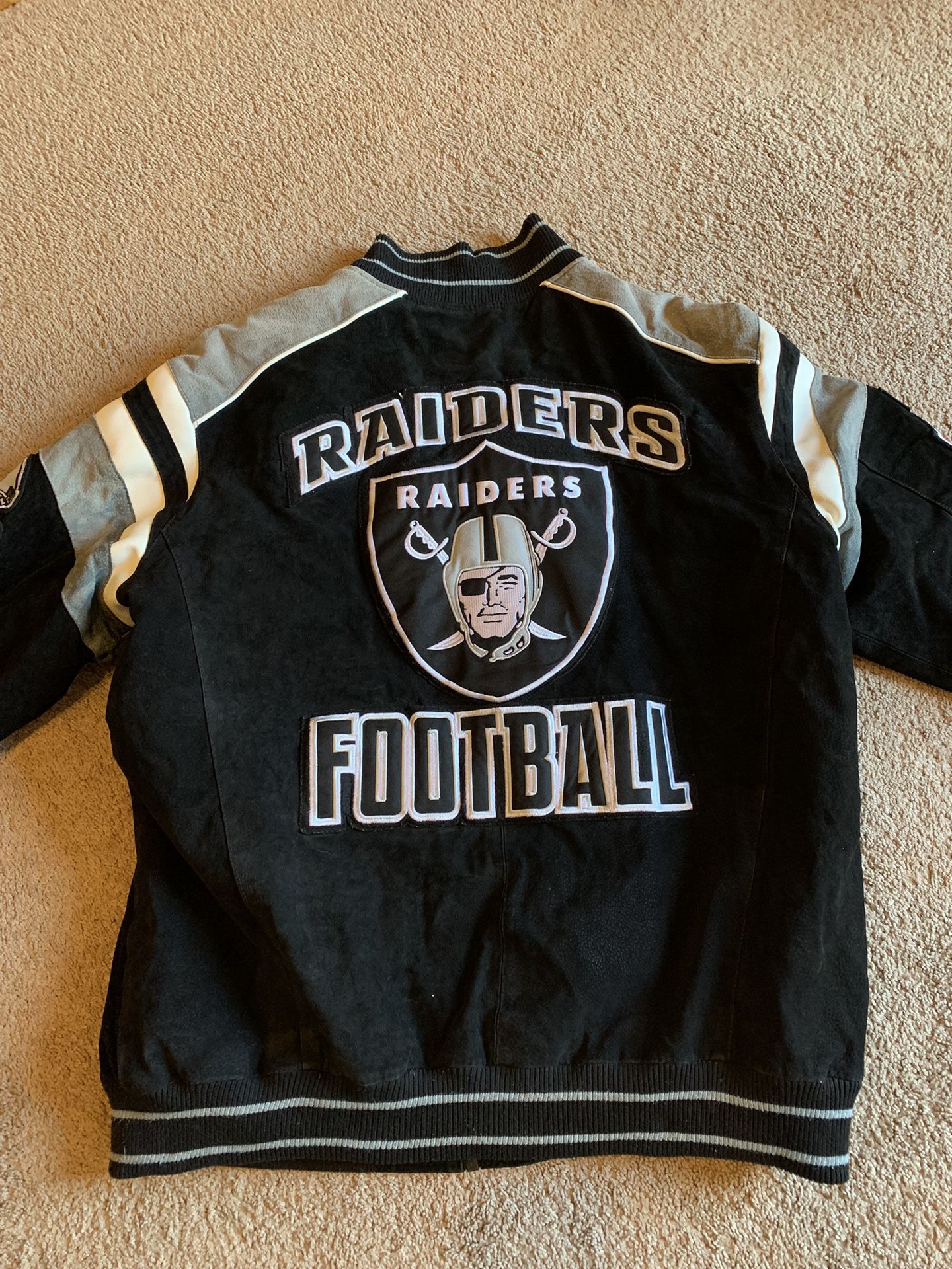 2XL Men’s G-III NFL  Las Vegas  Raiders  Varsity Suede Leather Jacket *Flawed*