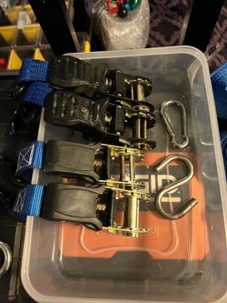 Blue strap tie downs