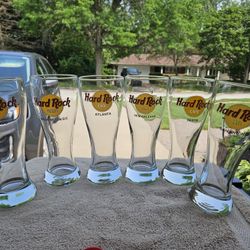 Hard Rock Cafe Beer Glasses X6