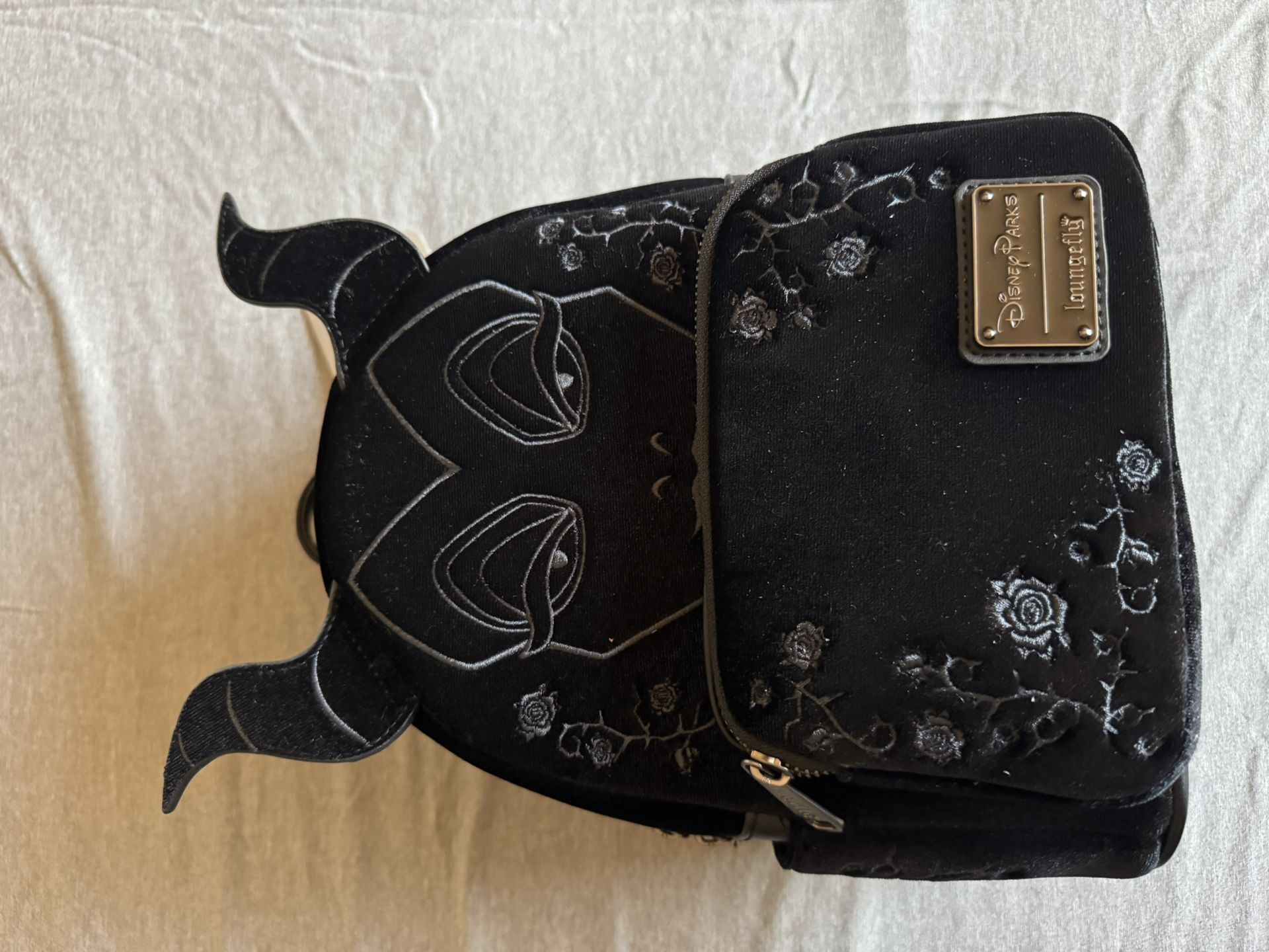 Loungefly Black Maleficent Backpack with Floral Embroidery NWT