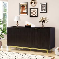 Z334-58" Modern Fluted Sideboard Buffet Cabinet with Storage, Adjustable Shelves, Accent Console Table for Kitchen Dining Room Living Room Entryway, B