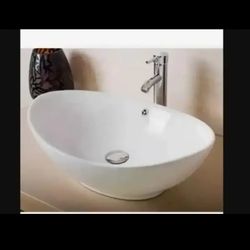 Modern Ceramic Vessel Sink - Vanity Bowl - Large Oval White..... CHECK OUT MY PAGE FOR MORE ITEMS