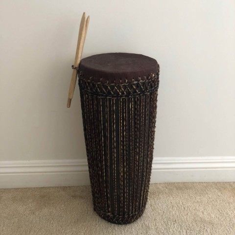 Handmade African Drum with Sticks 🪘🎶