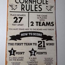 Metal Sign Cornhole Rules Funny Game Man Cave Wall Art Room Aesthetic