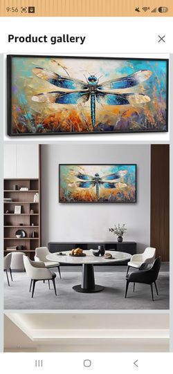 Quorin Dragonfly Large Wall Art Abstract Dragonfly Pictures Wall Decor Colorful Canvas Print Painting Artwork for Bathroom Living Room Bedroom 60L x 3