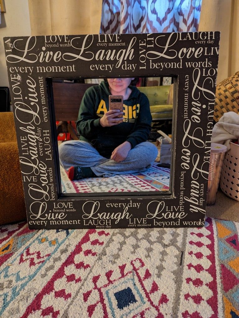 Canvas Love Laugh Love Mirror Frame