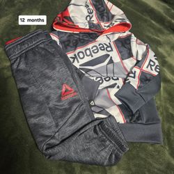 Reebok Baby Boy 2 Piece Printed Pullover Hoodie and Jogger Pants Outfit Set, Sizes 12M