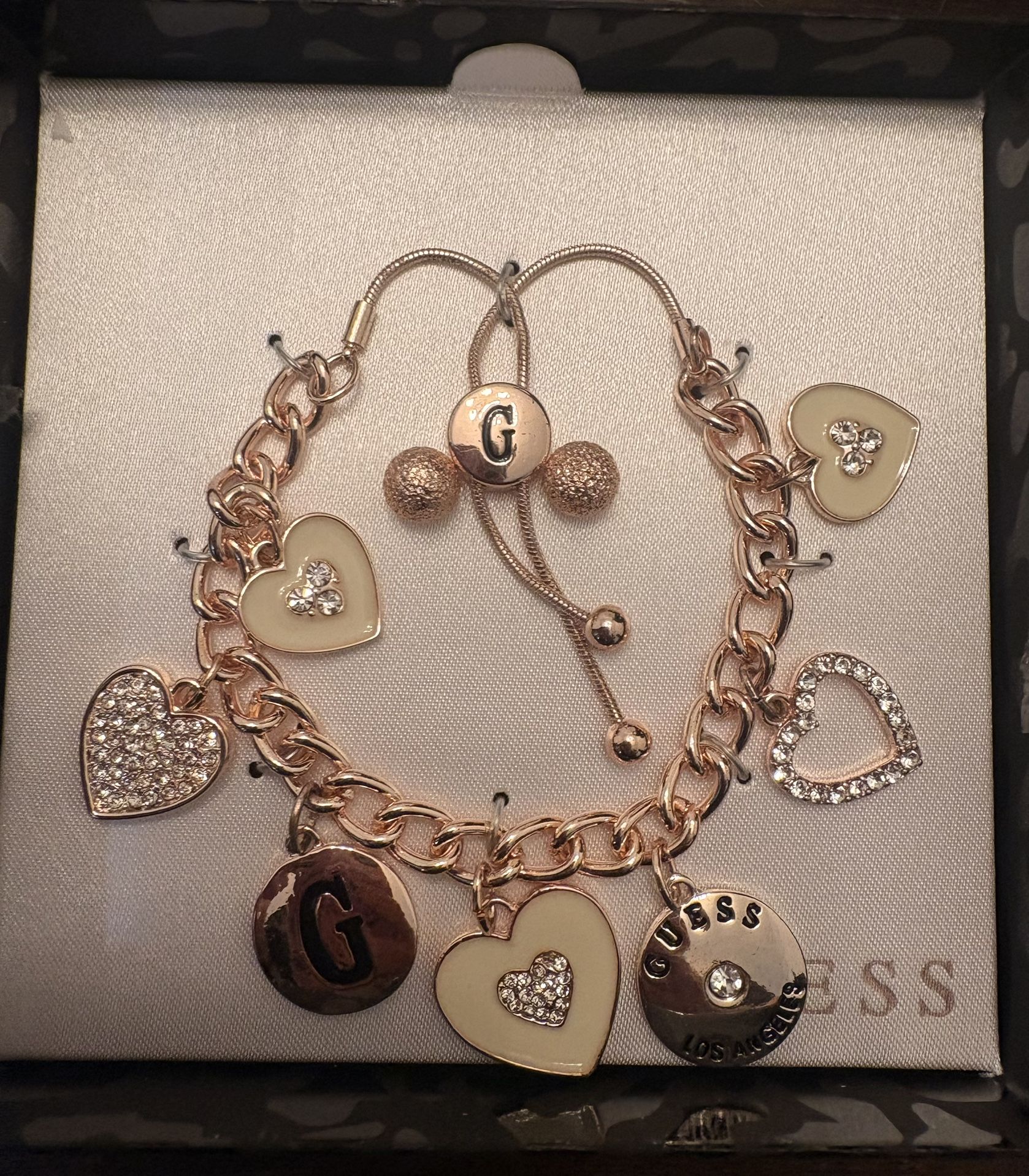 Guess Gold Charm Bracelet and earrings gift set NEW