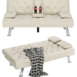Beige Futon Couch/Bed
