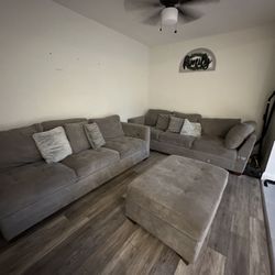 LIKE NEW Couches W/ Ottoman & USB Port