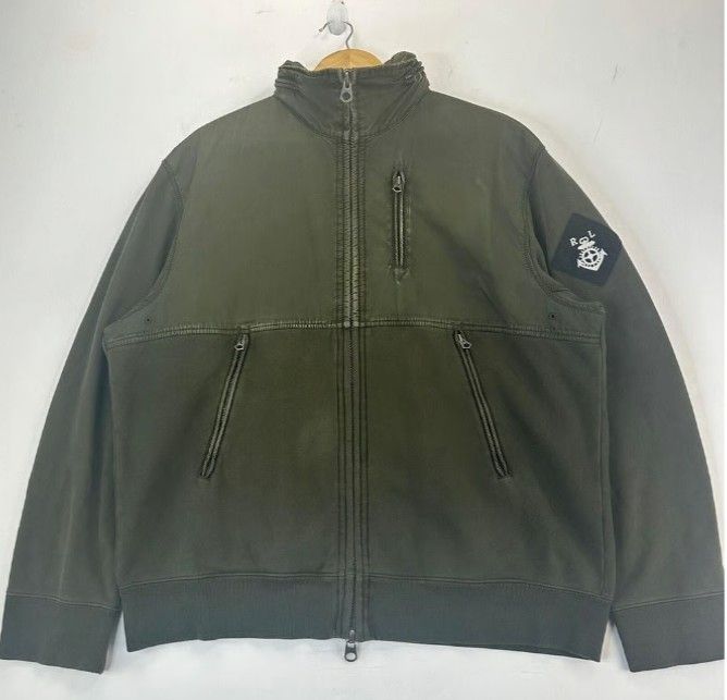 VTG 80s Polo Ralph Lauren Olive Fleece Hidden Hood Full Zip Jacket Patch Logo XL