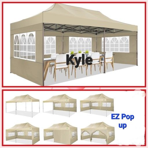 10x20' Easy Pop Up Canopy 420D Folding Tent Wedding Party Outdoor w/ Removable Sidewall
