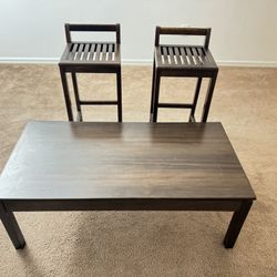 Coffee Table And Bar Stools 