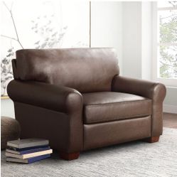 Belham Living Barret Oversized
Armchair,  Brown Leather Upholstery