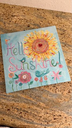 Hello Sunshine Canvas Wall Art – Colorful Floral & Birds