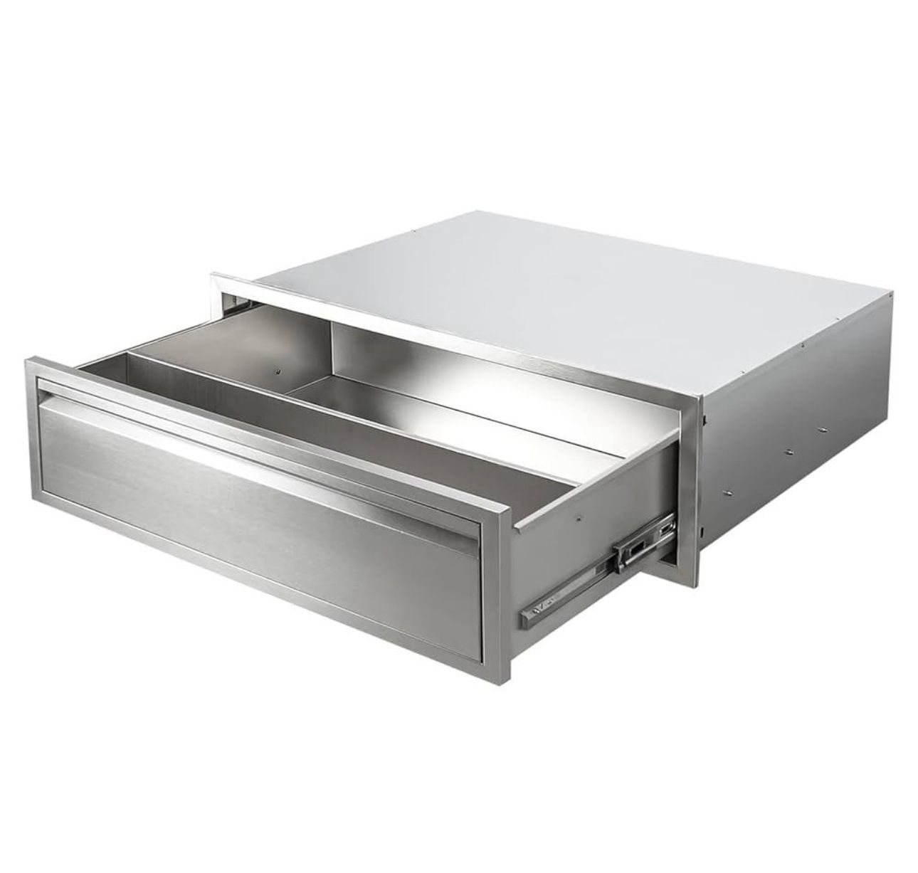 30"W x 10"H Outdoor Kitchen Drawers, Individual Flush Mount BBQ Drawers with Divider, Built-in Stainless Steel Island Drawer Brand New B533