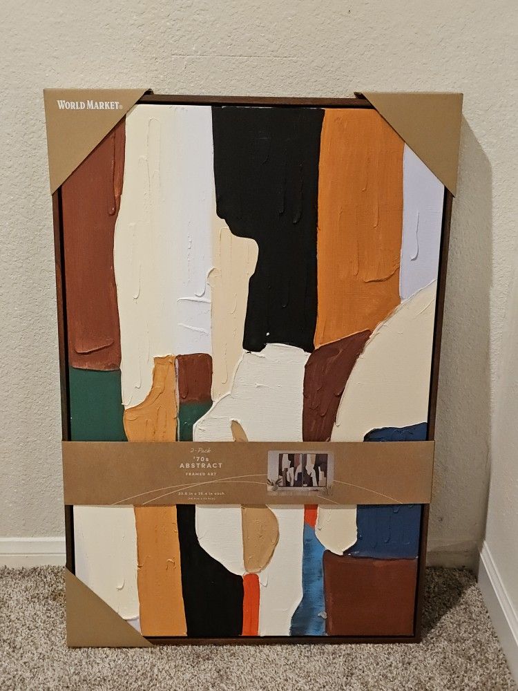 New 70s Style Framed Abstract Ary 2 Piece Set