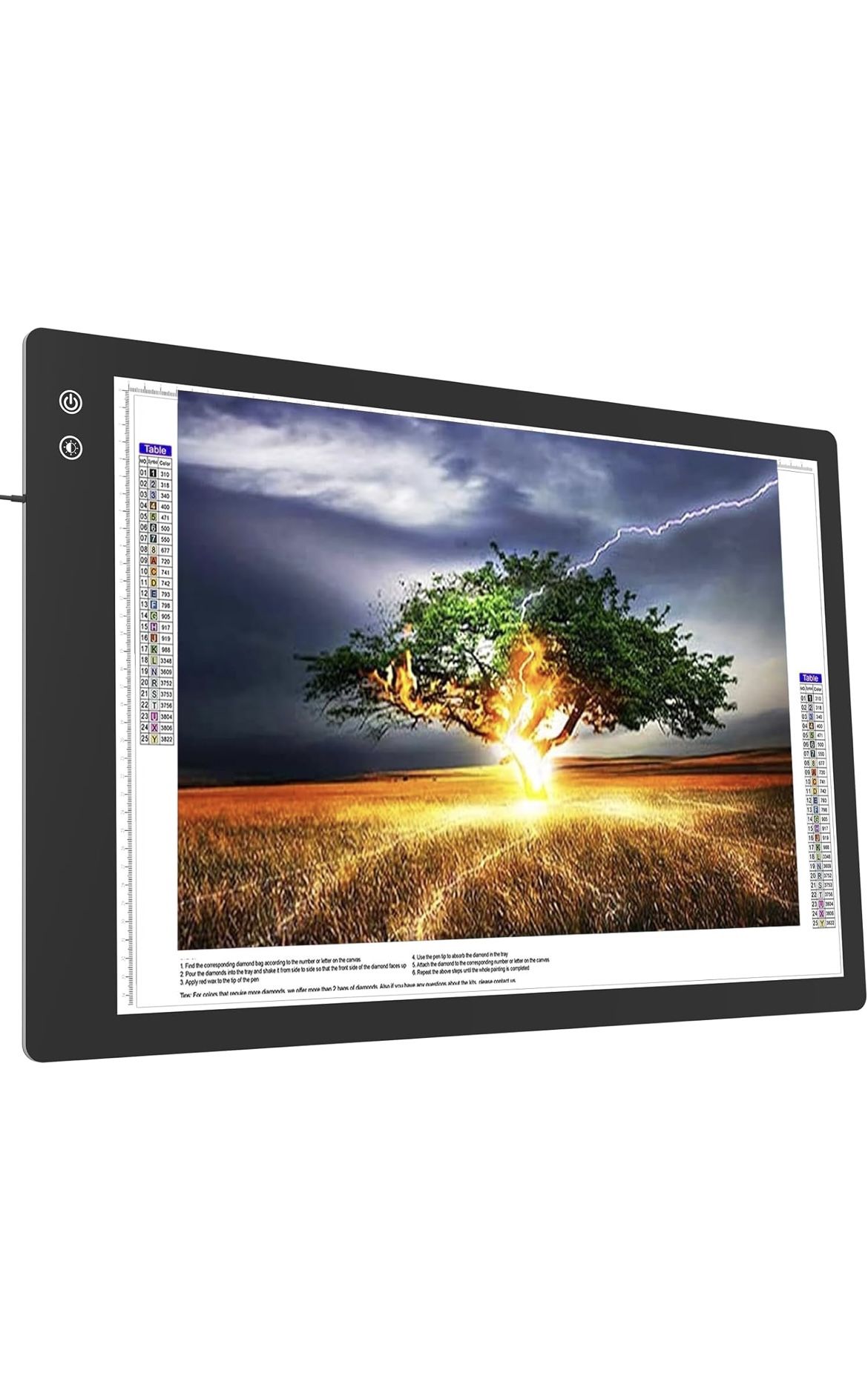 TOHETO Rechargeable A1 Light Board for Diamond Painting (35.4”x23.6”), 3-Color Light Diamond Art Large Light Pad with Adapter&Clips