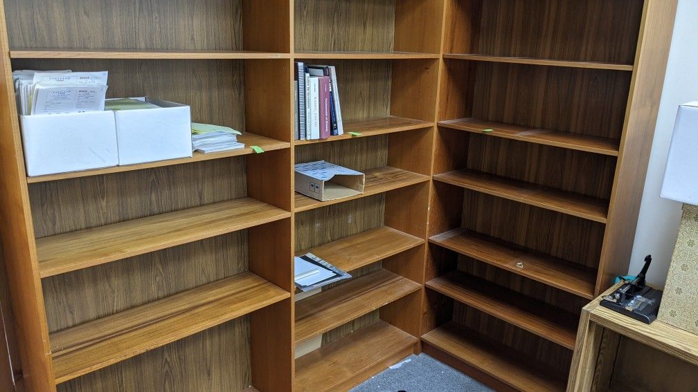 Wooden bookshelves