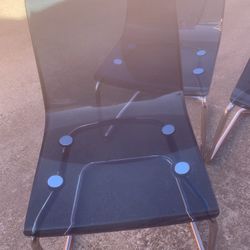 IKEA Modern Polycarbonate Transparent Blue Set Of 6 Dinning Chairs Blue 