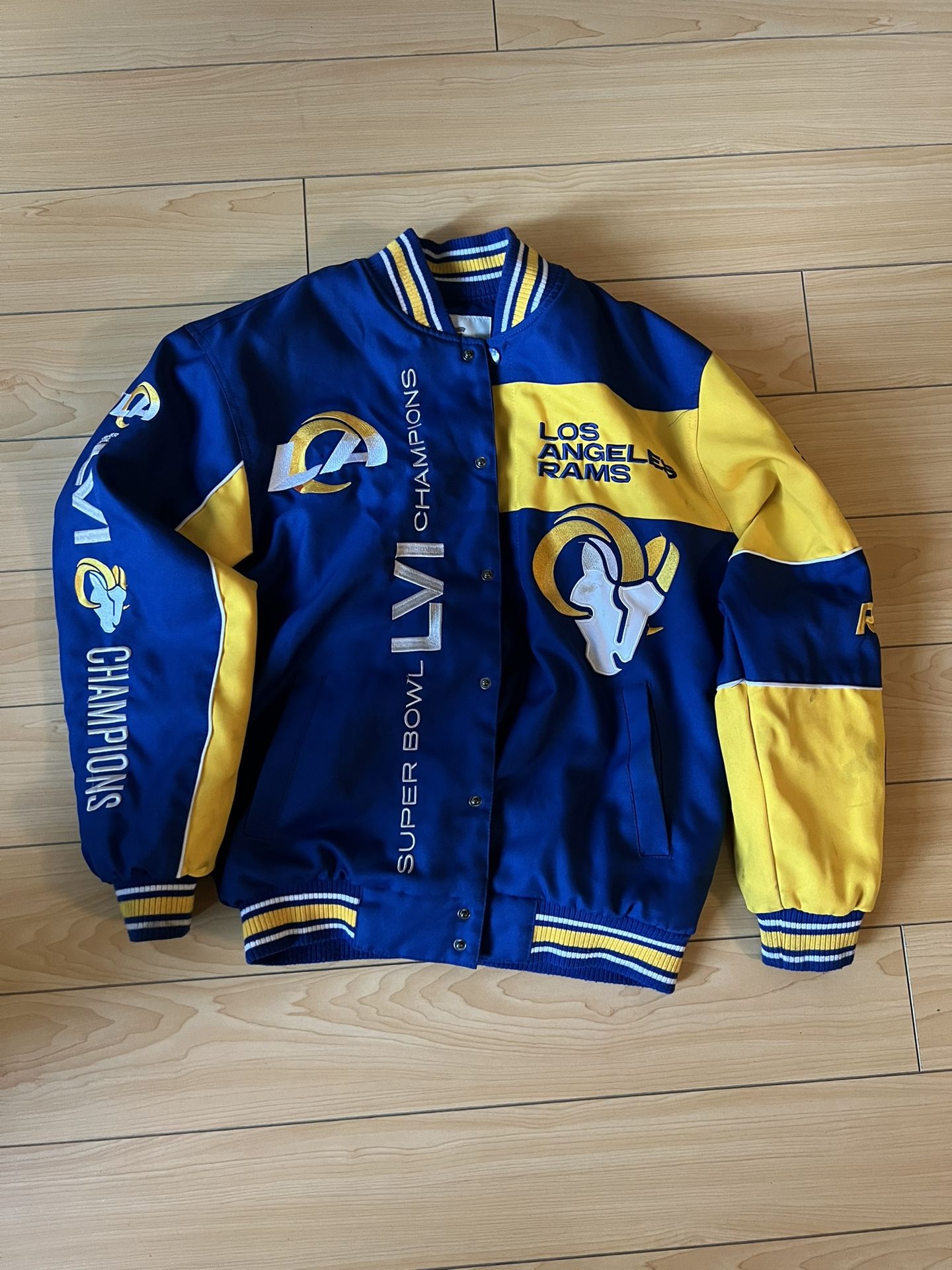Fanatics NFL LA Rams Super Bowl LVI Champions Embroided Jacket, Size Small