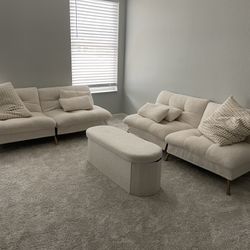 Futon Couches With All Pillows And Storage Ottoman