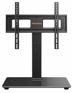 1372: New Universal Swivel TV Stand for 32–70 inch TVs, Height Adjustable Table Top TV Stand Mount with Tilt, Tempered Glass Base, Holds up to 88 lbs,